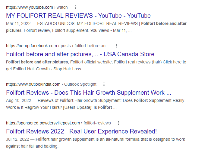 search on Google for Folifort before and after photos